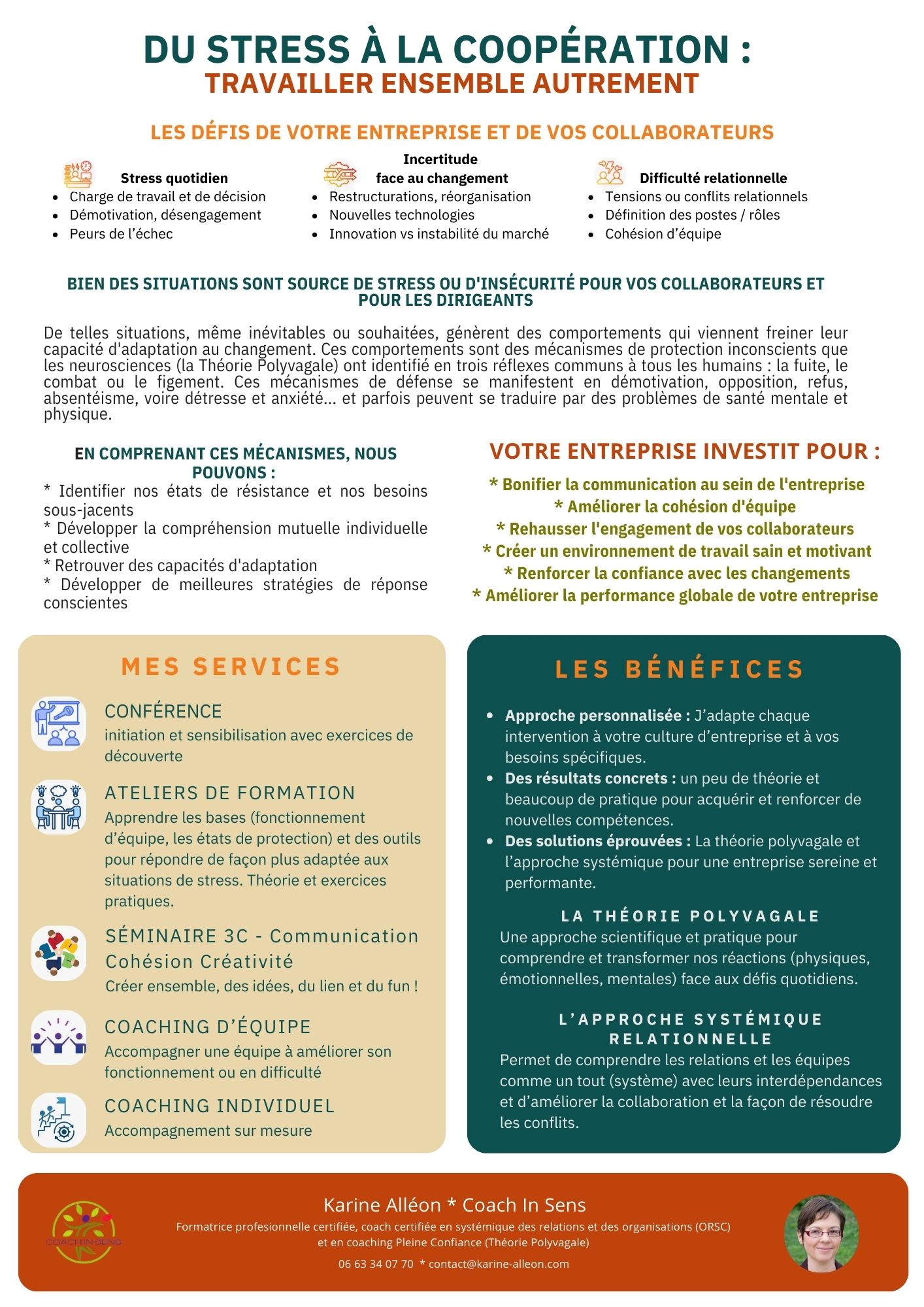 plaquette pour entreprises Karine Alléon Coach In Sens